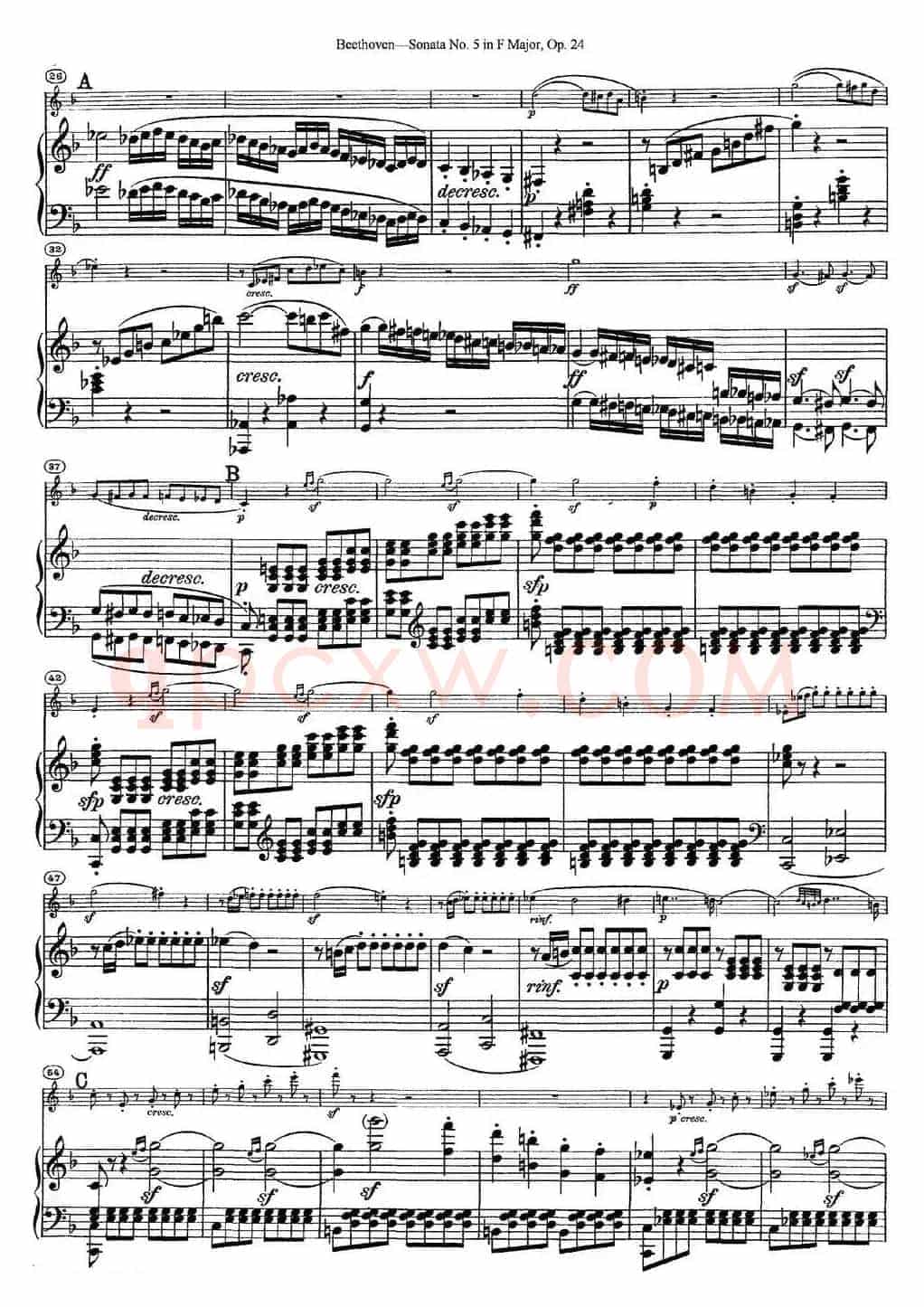 Violin Sonata No.5 in F Major Op.24（小提琴+钢琴伴奏）