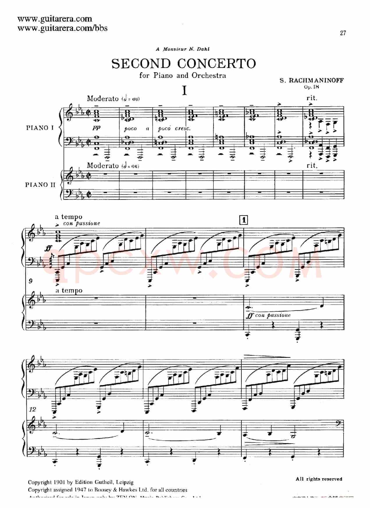 c小调第二钢琴协奏曲 Op.18(双钢琴·第一乐章)