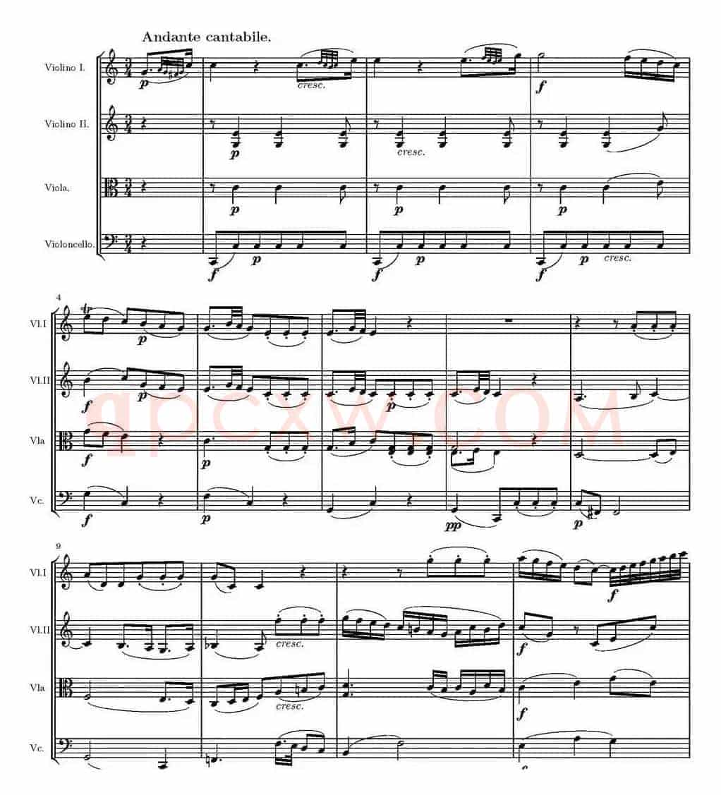 String Quartet KV.387（G大调弦乐四重奏）