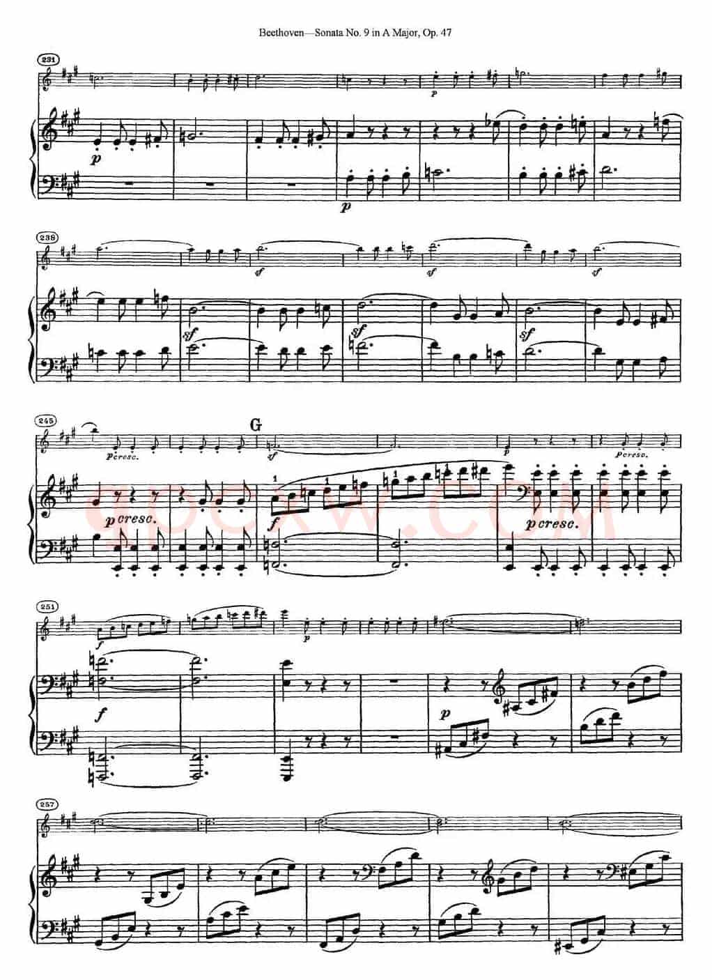 Violin Sonata No.9 in A Major Op.47（小提琴+钢琴伴奏）