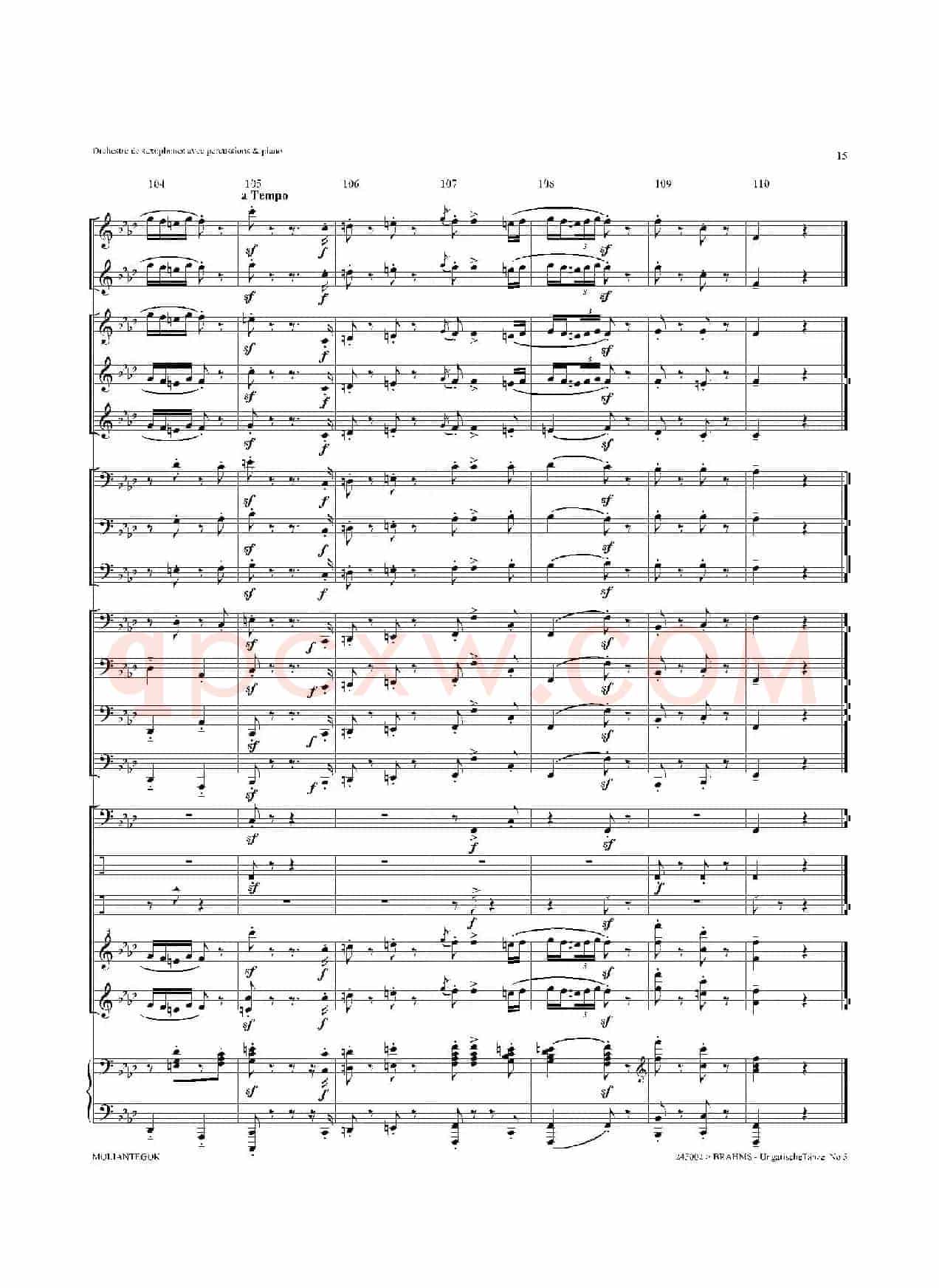 Ungarische Tnze No 5（十五重奏总谱）