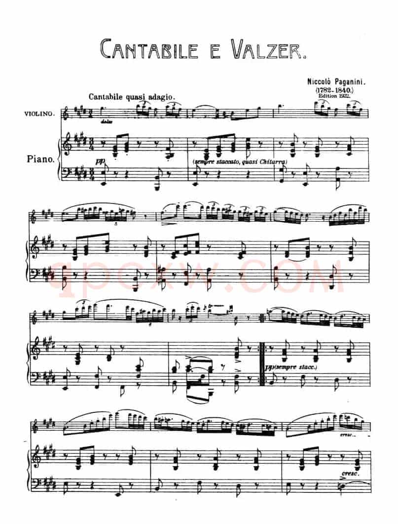 CANTABILE E VALZER（钢琴伴奏小提琴谱）