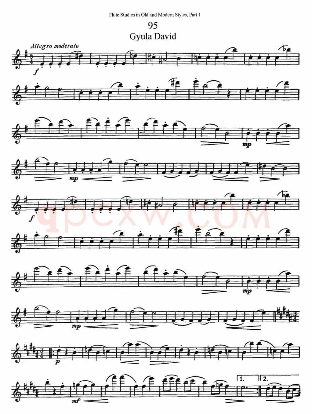 斯勒新老风格长笛练习重奏曲（第一部分）（NO.95-NO.96）