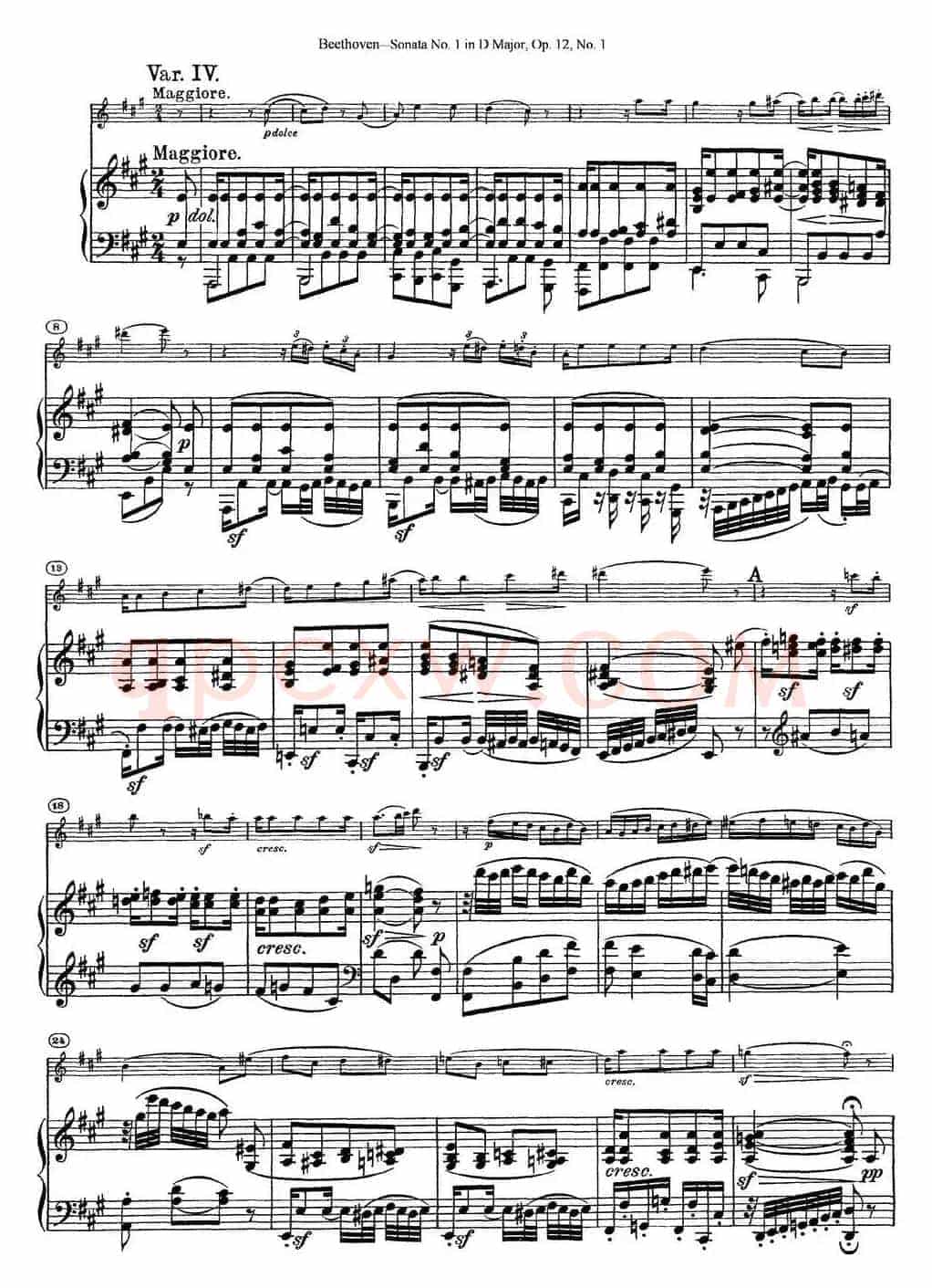 Violin Sonata No.1 in D Major Op.12 No.1（小提琴+钢琴伴奏）