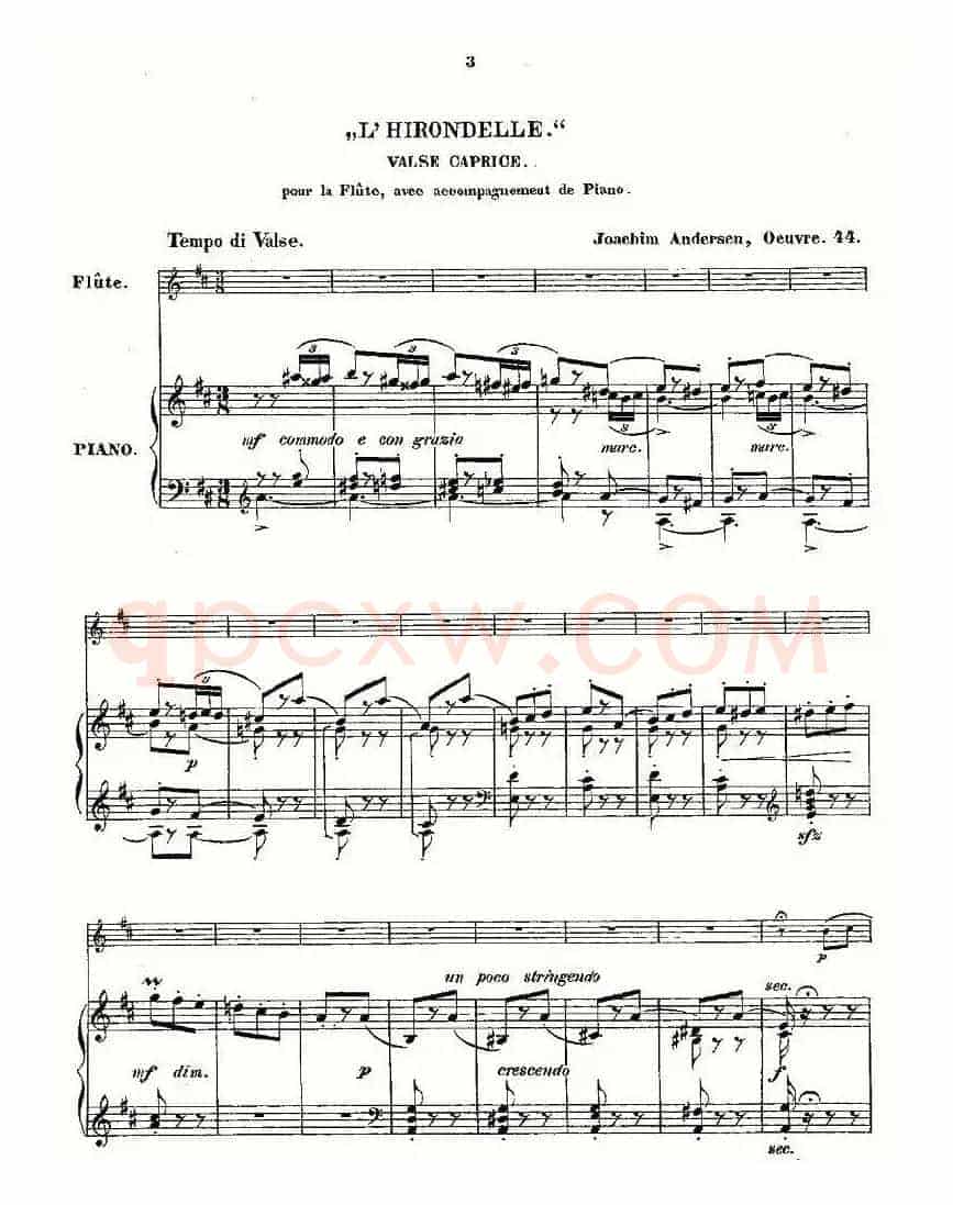 L'Hirondelle.Op.44（长笛+钢琴伴奏）