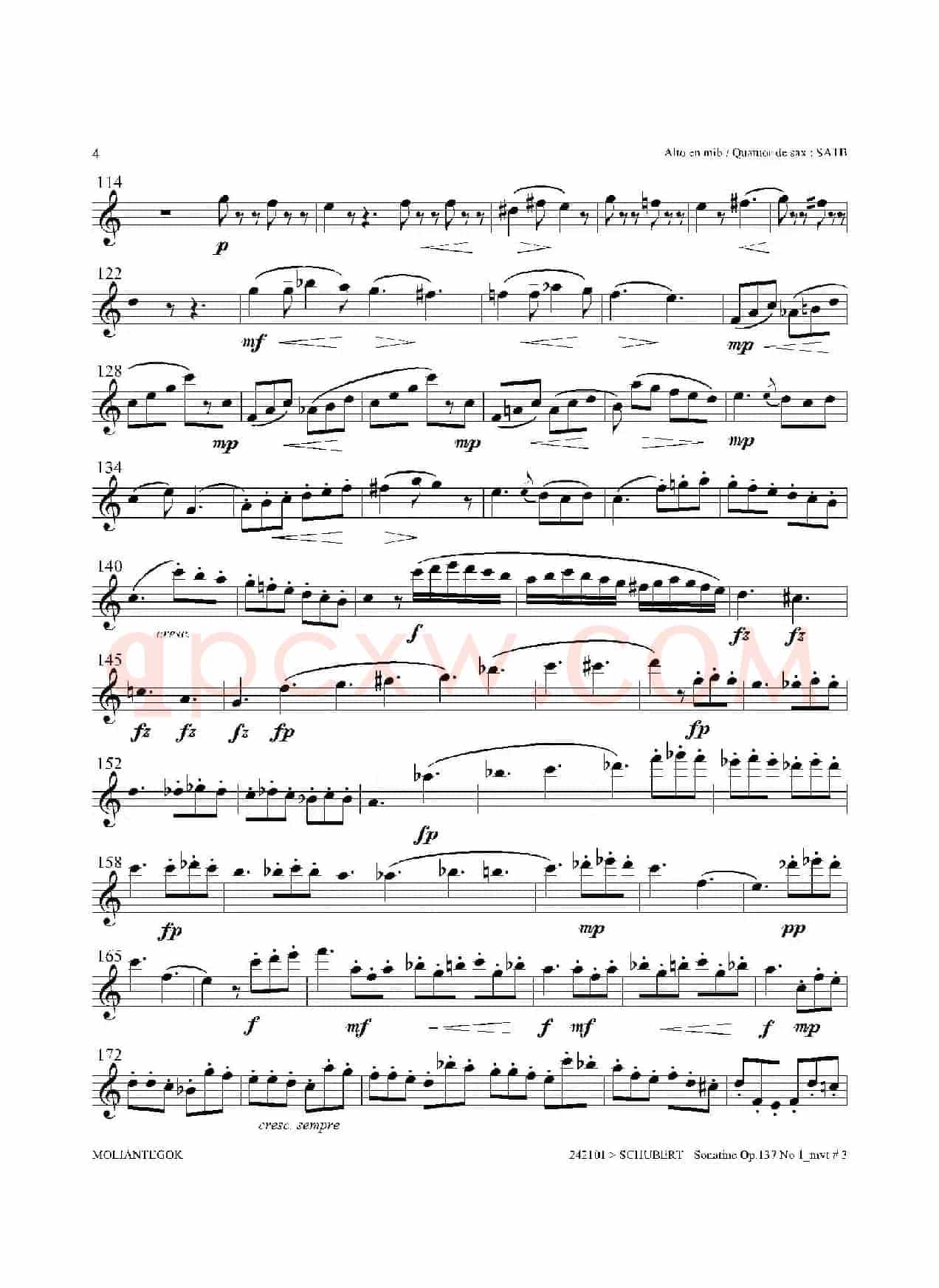 Sonatine Op.137 No 1(四重奏中音萨克斯分谱)