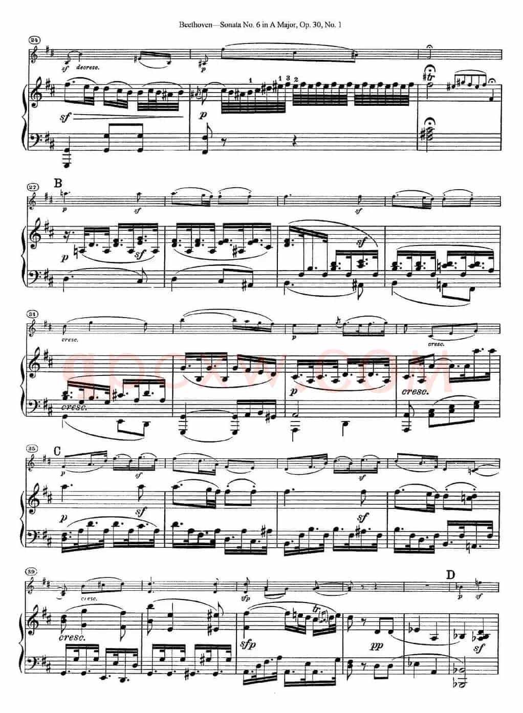 Violin Sonata No.6 in A Major Op.30 No.1（小提琴+钢琴伴奏）