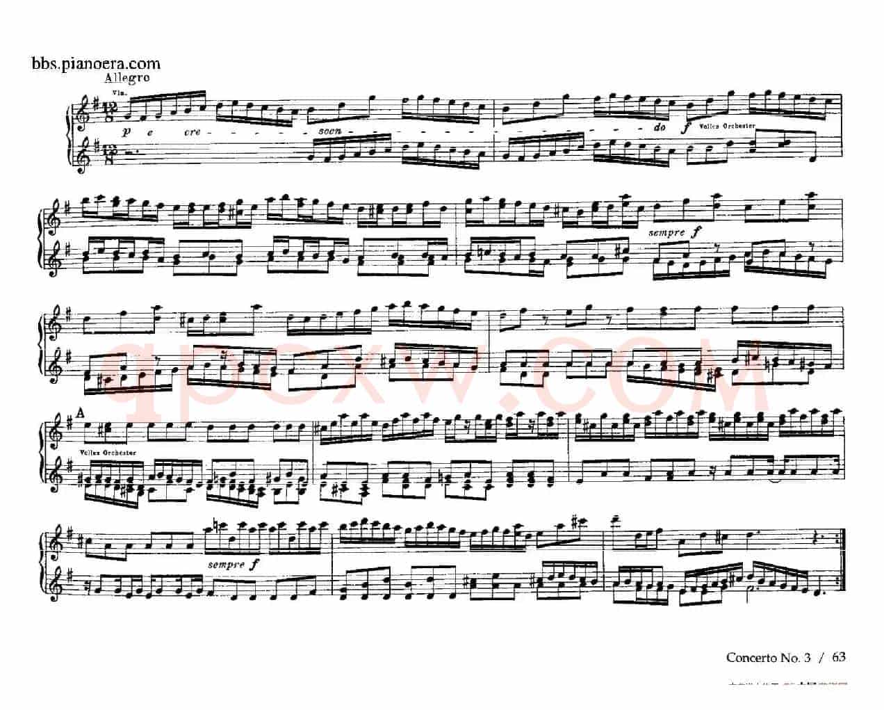Brandenburg Concerto No.3 in G Major BWV.1048（G大调第三勃兰登堡协奏曲·四手联弹版）