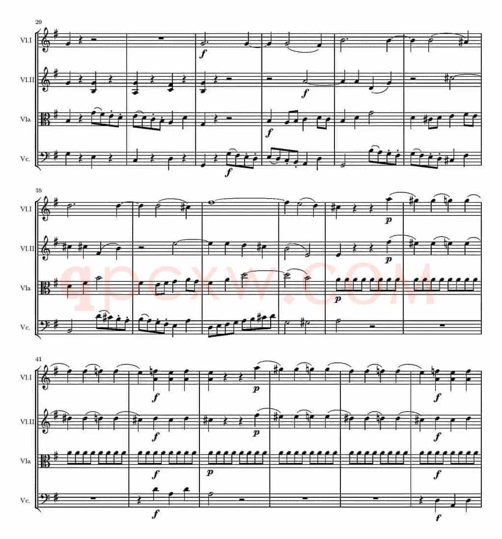 String Quartet KV.387（G大调弦乐四重奏）