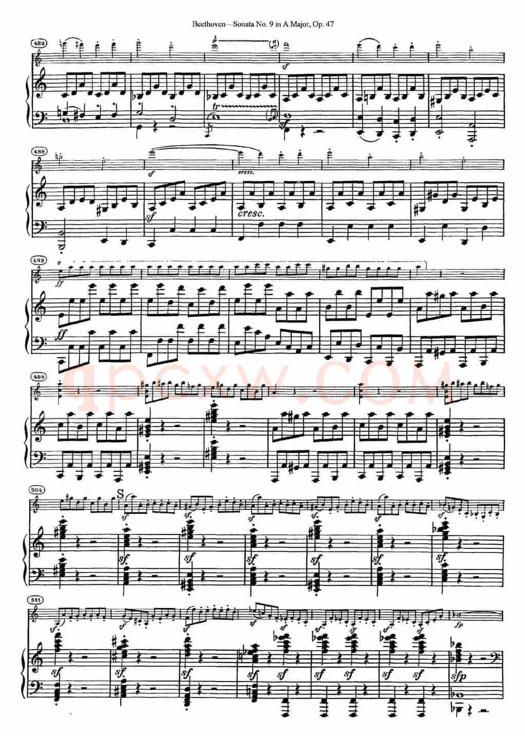 Violin Sonata No.9 in A Major Op.47（小提琴+钢琴伴奏）
