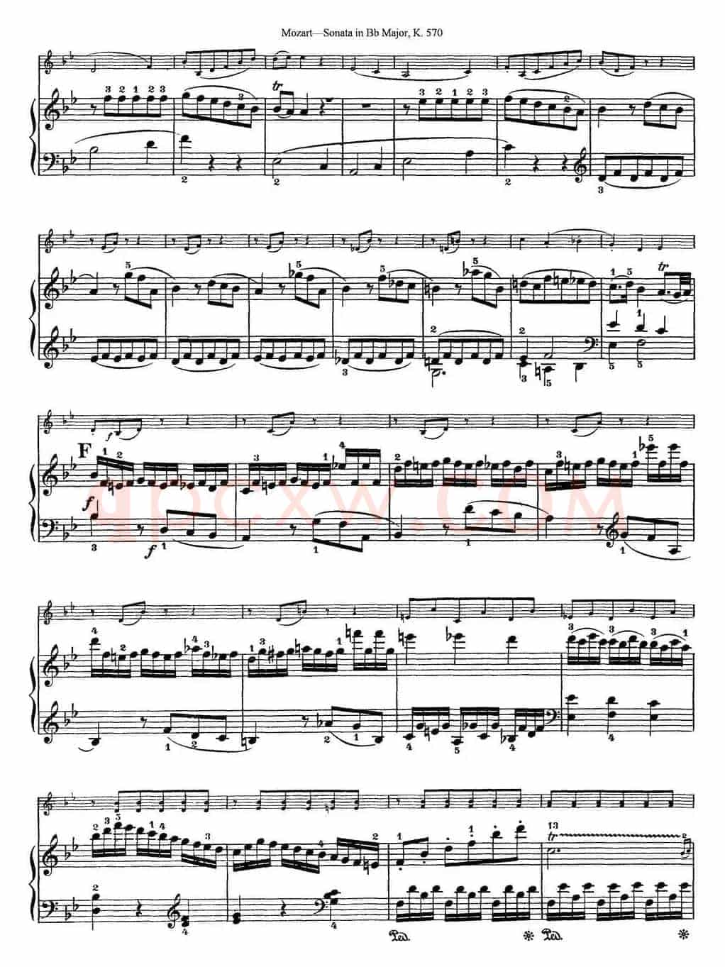 Violin Sonata in Bb Major K.570（小提琴+钢琴伴奏）