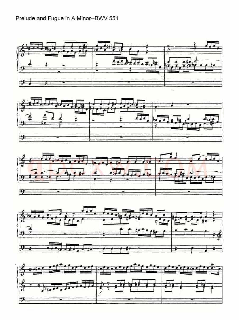 Prelude and Fugue in A Minor--BWV 551(管风琴谱)