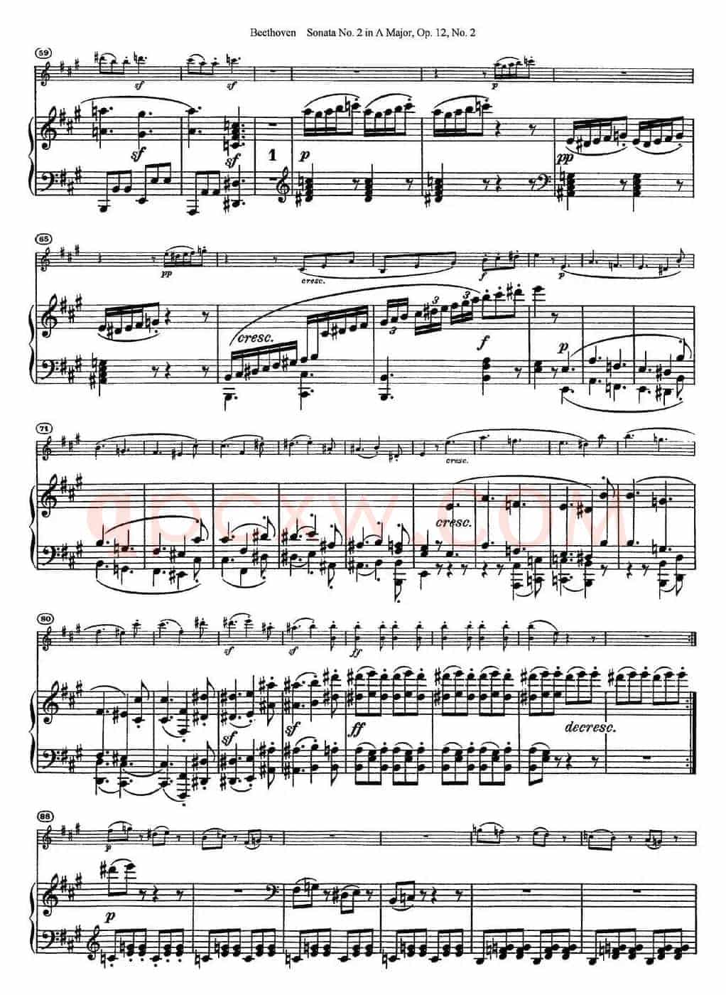 Violin Sonata No.2 in A Major Op.12 No.2（小提琴+钢琴伴奏）