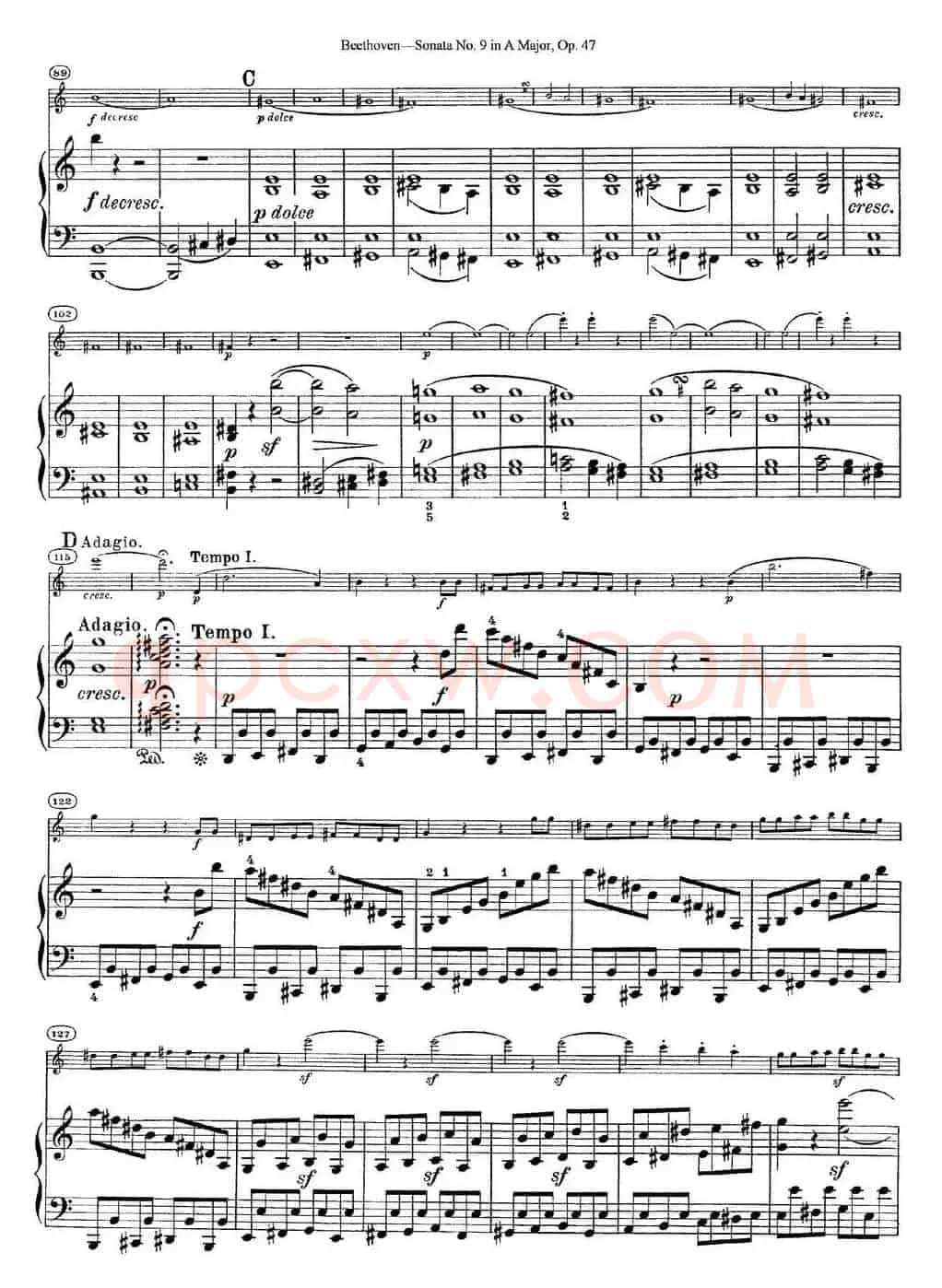 Violin Sonata No.9 in A Major Op.47（小提琴+钢琴伴奏）
