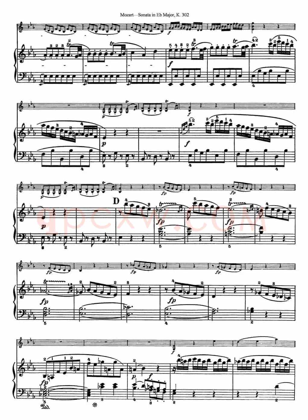 Violin Sonata in Eb Major K.302（小提琴+钢琴伴奏）