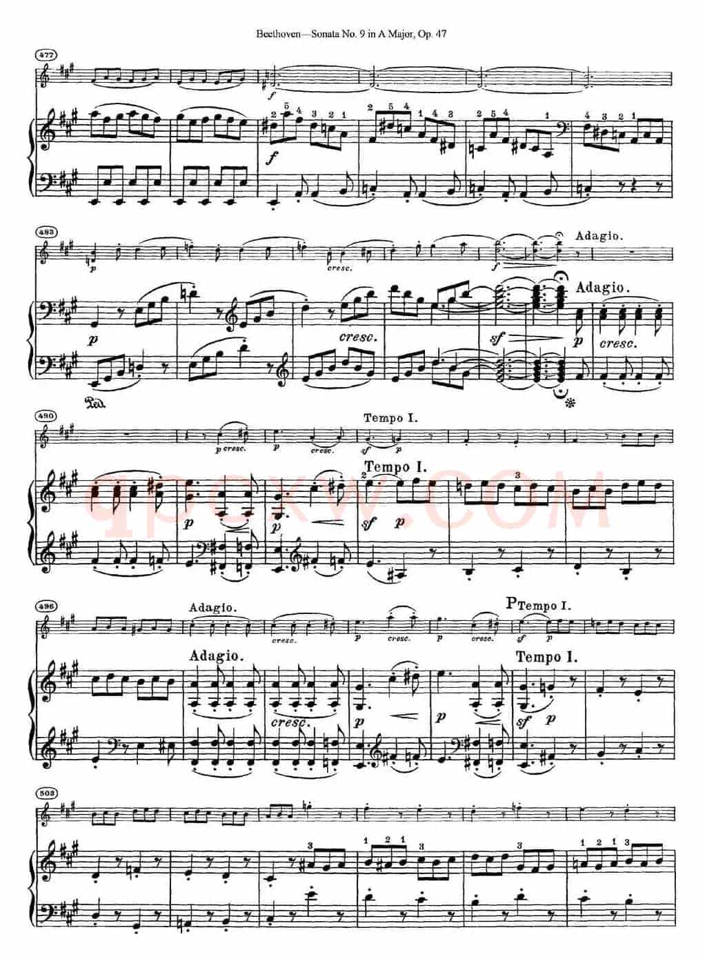 Violin Sonata No.9 in A Major Op.47（小提琴+钢琴伴奏）