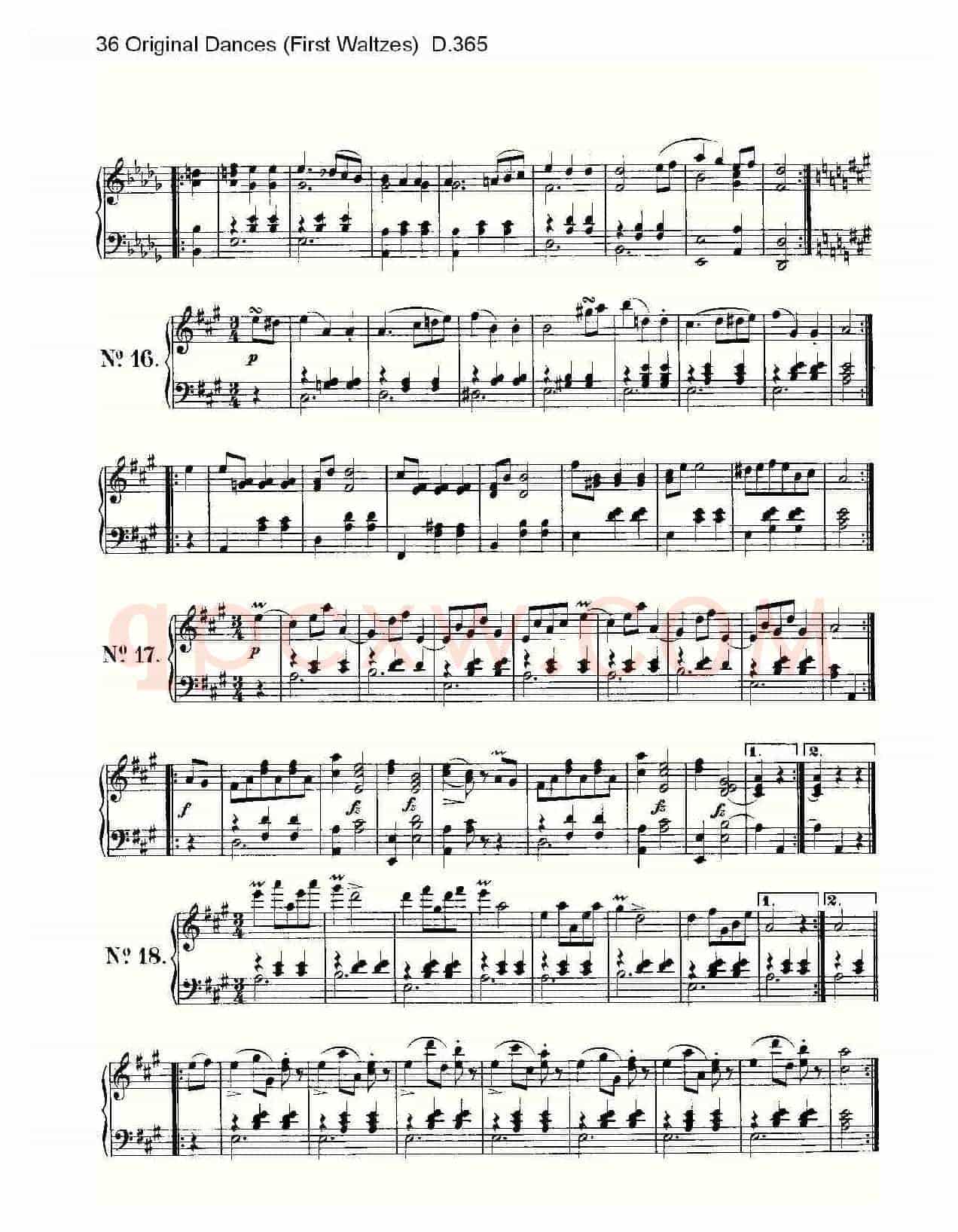 36 Original Dances（First Waltzes) D.36）