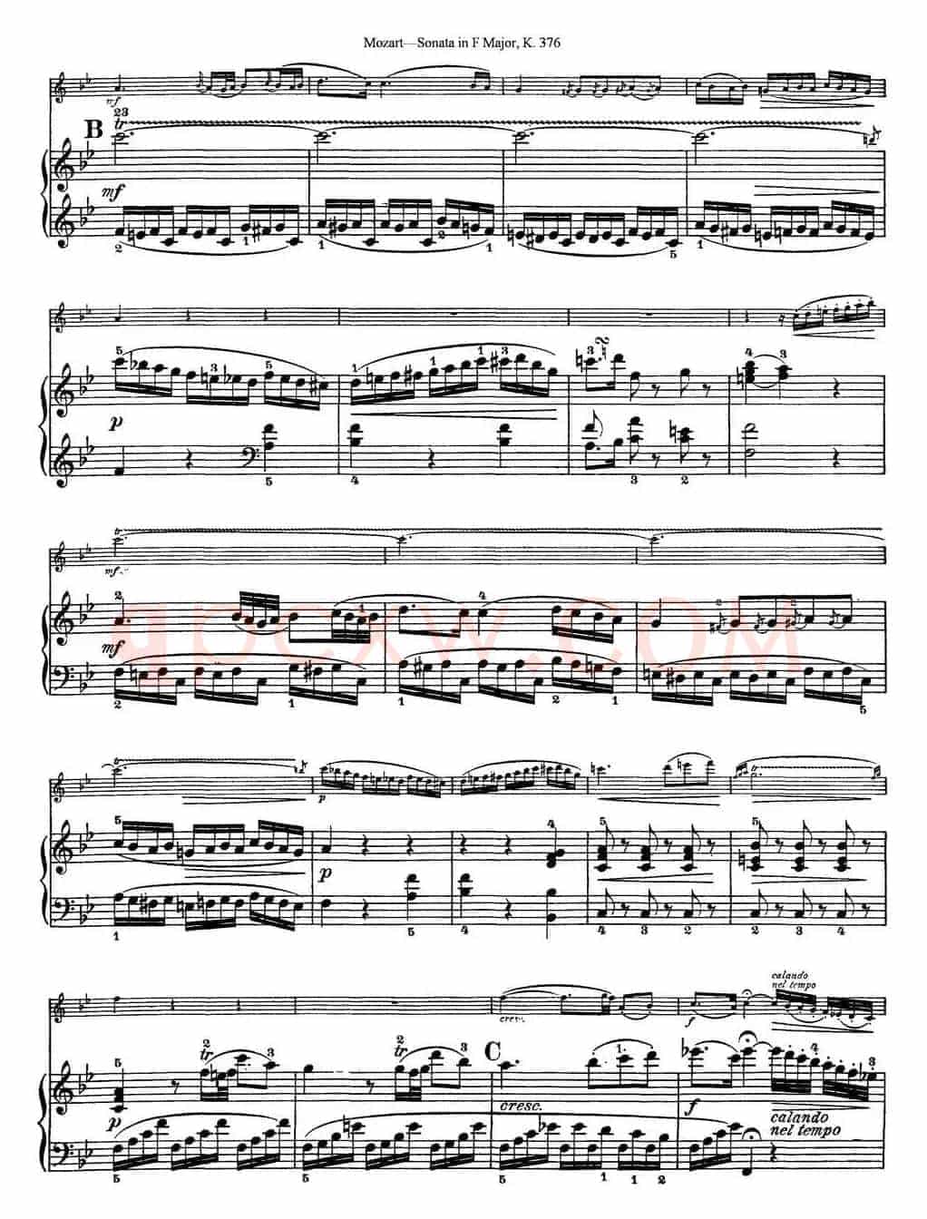 Violin Sonata in F Major K.376（小提琴+钢琴伴奏）