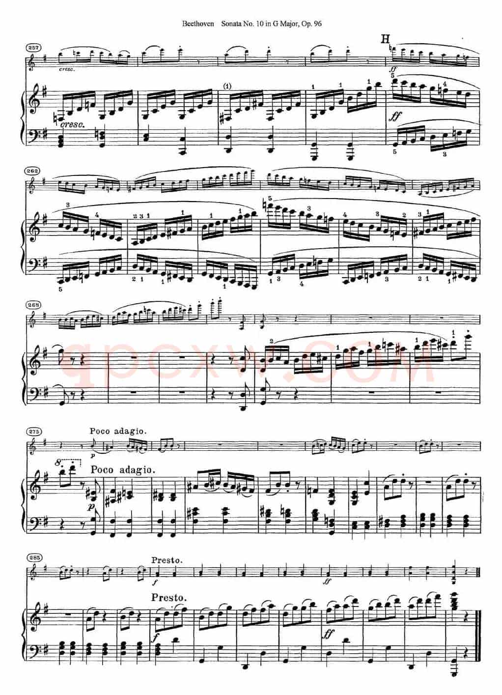Violin Sonata No.10 in G Major Op.96（小提琴+钢琴伴奏）