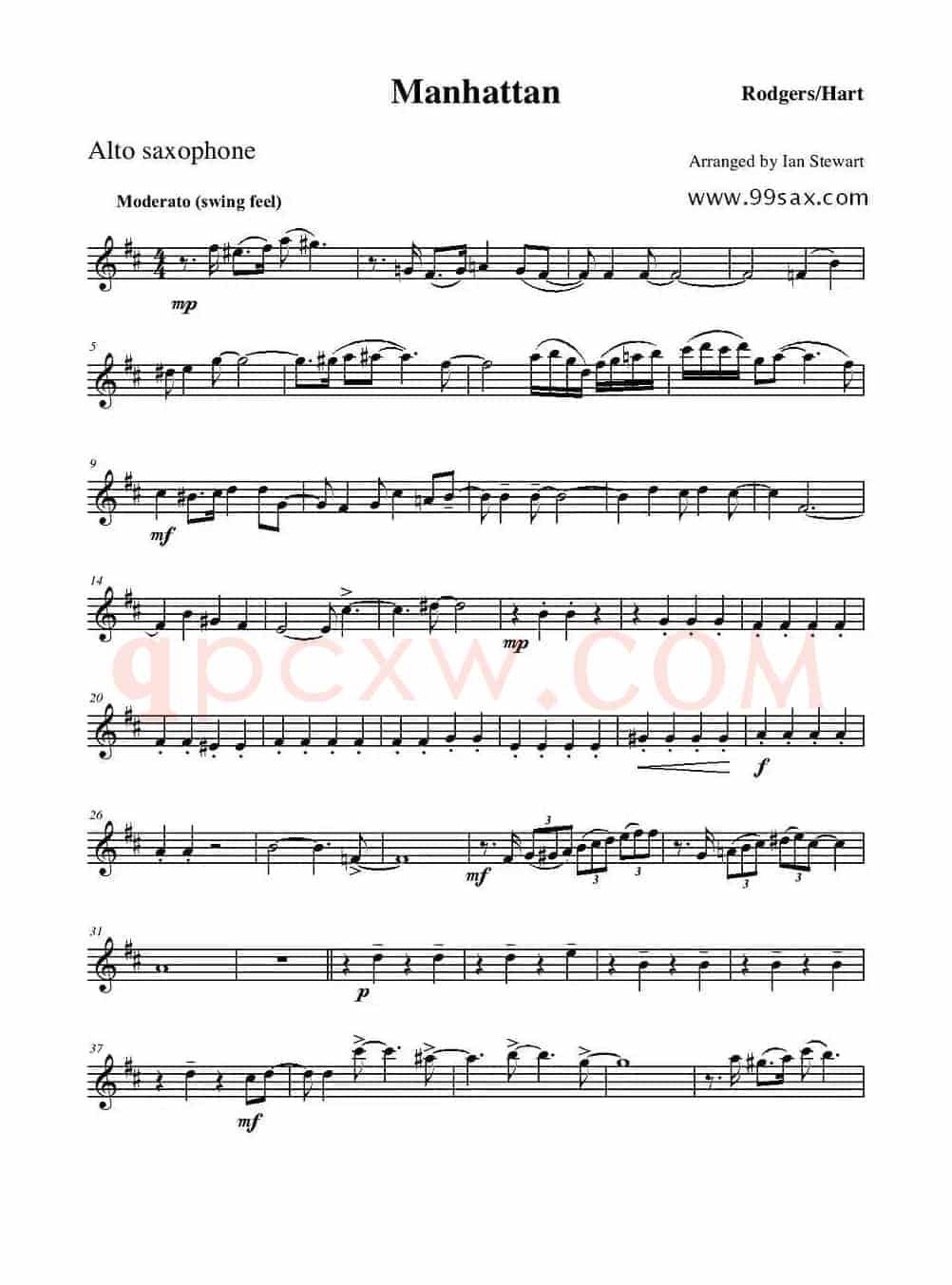 Manhattan Alto Sax（四重奏中音萨克斯分谱）