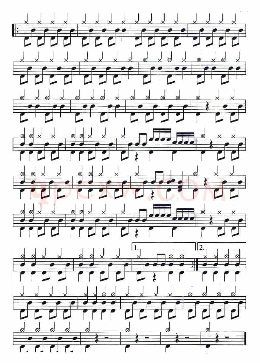 架子鼓谱：应用乐曲集《奥芬巴赫序曲》