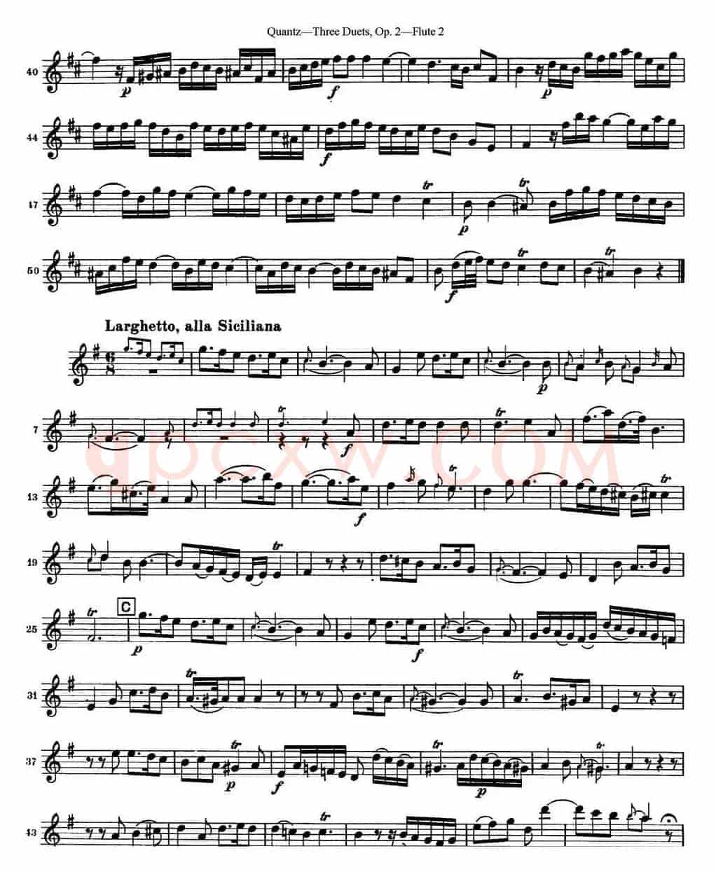 匡茨G大调长笛二重奏Op.2——Flute 2（No.3）