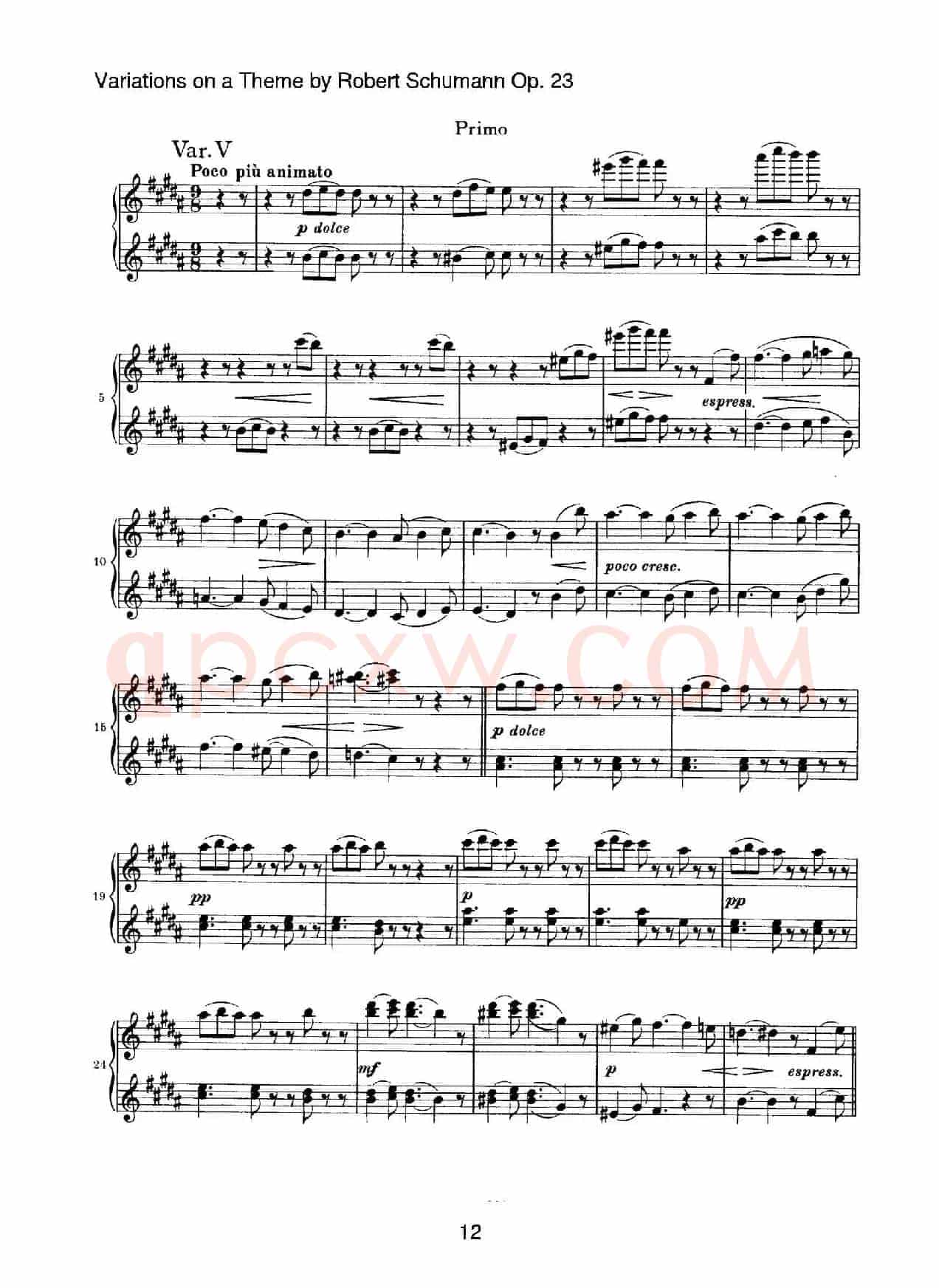 Variations on a Theme by Robert Schumann Op.23(舒曼主题变奏曲)(四手联弹)