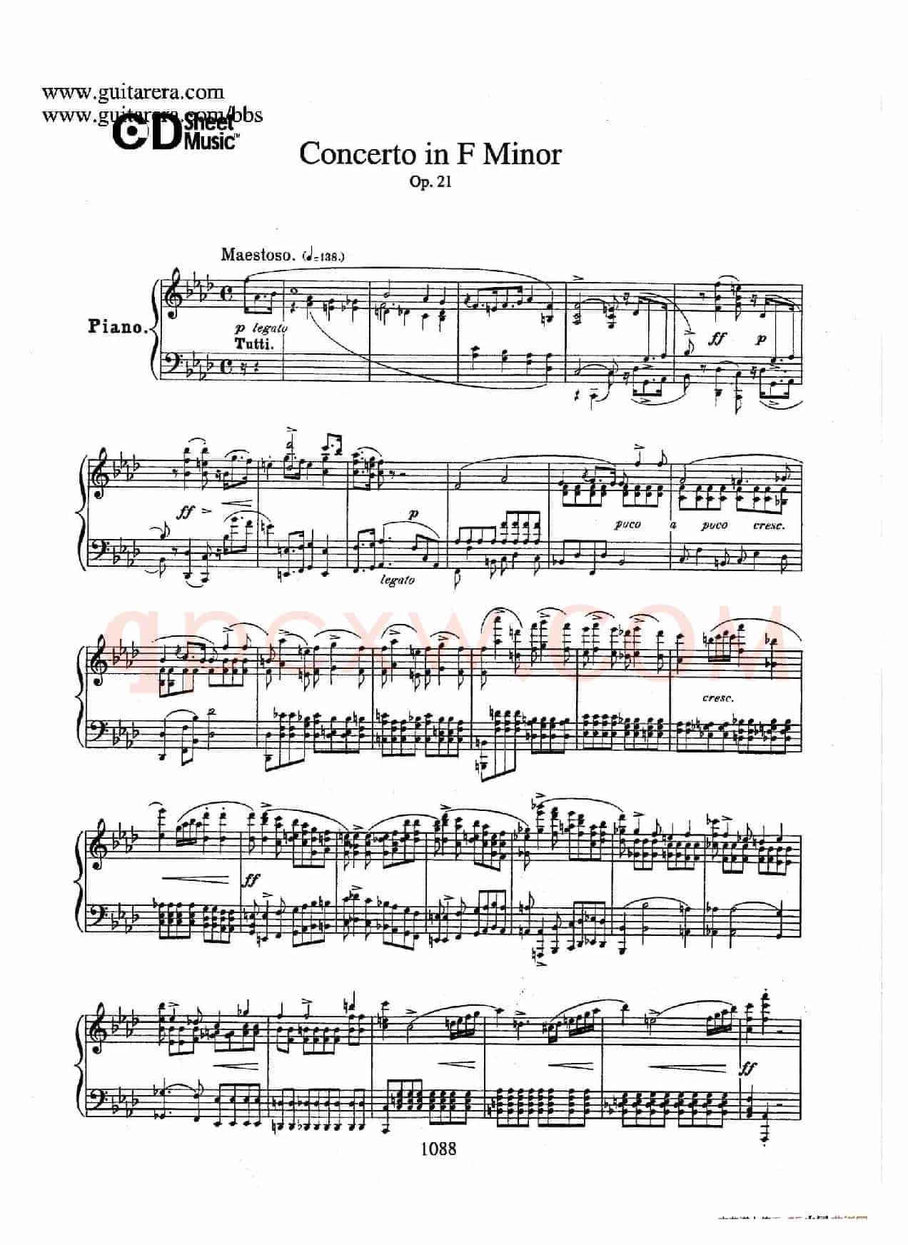 Piano Concerto No.2 in f Minor Op.21(f小调第二钢琴协奏曲·钢琴独奏版)