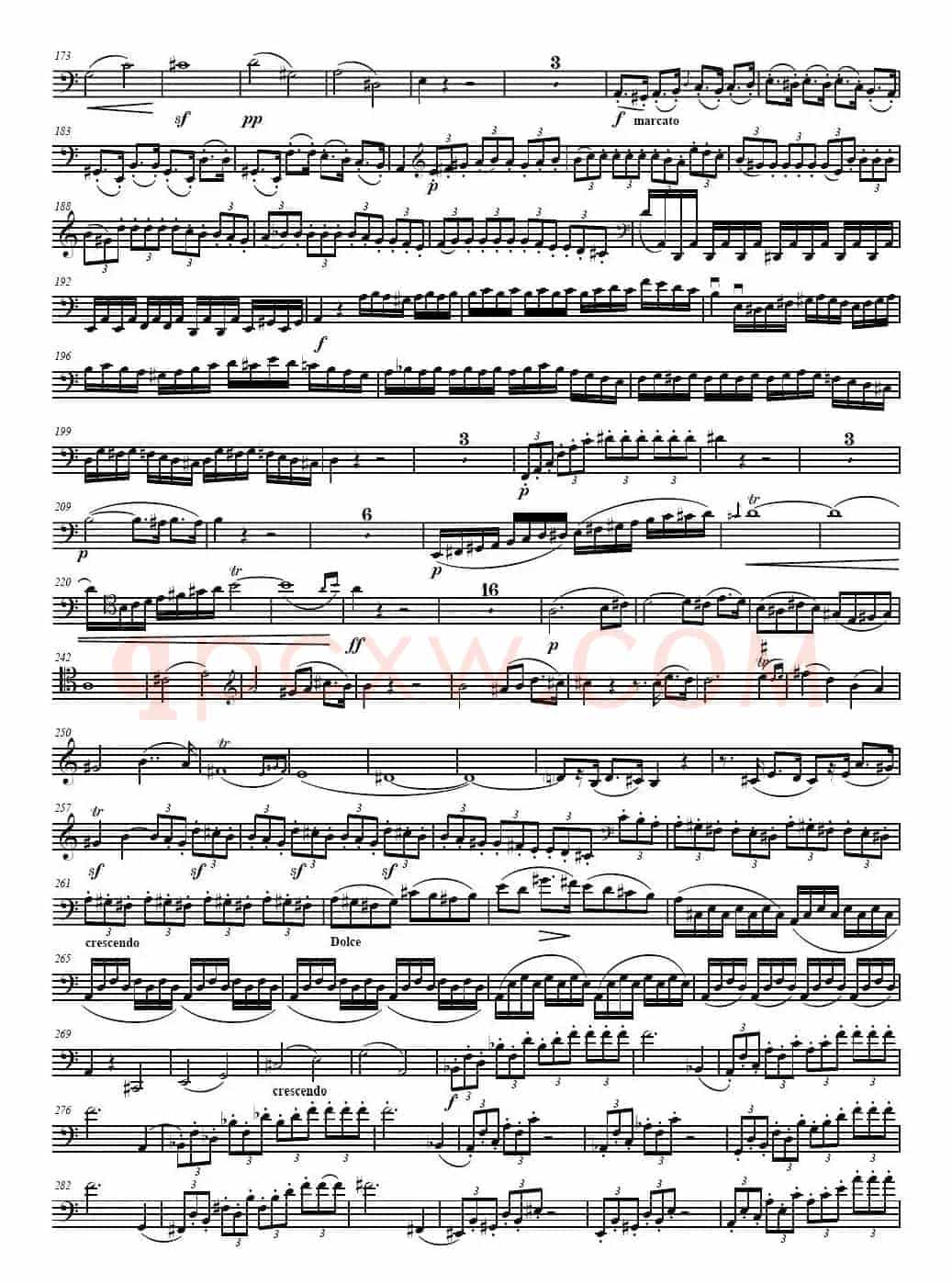 贝多芬  C大调三重协奏曲 第一乐章 作品56（大提琴分谱）