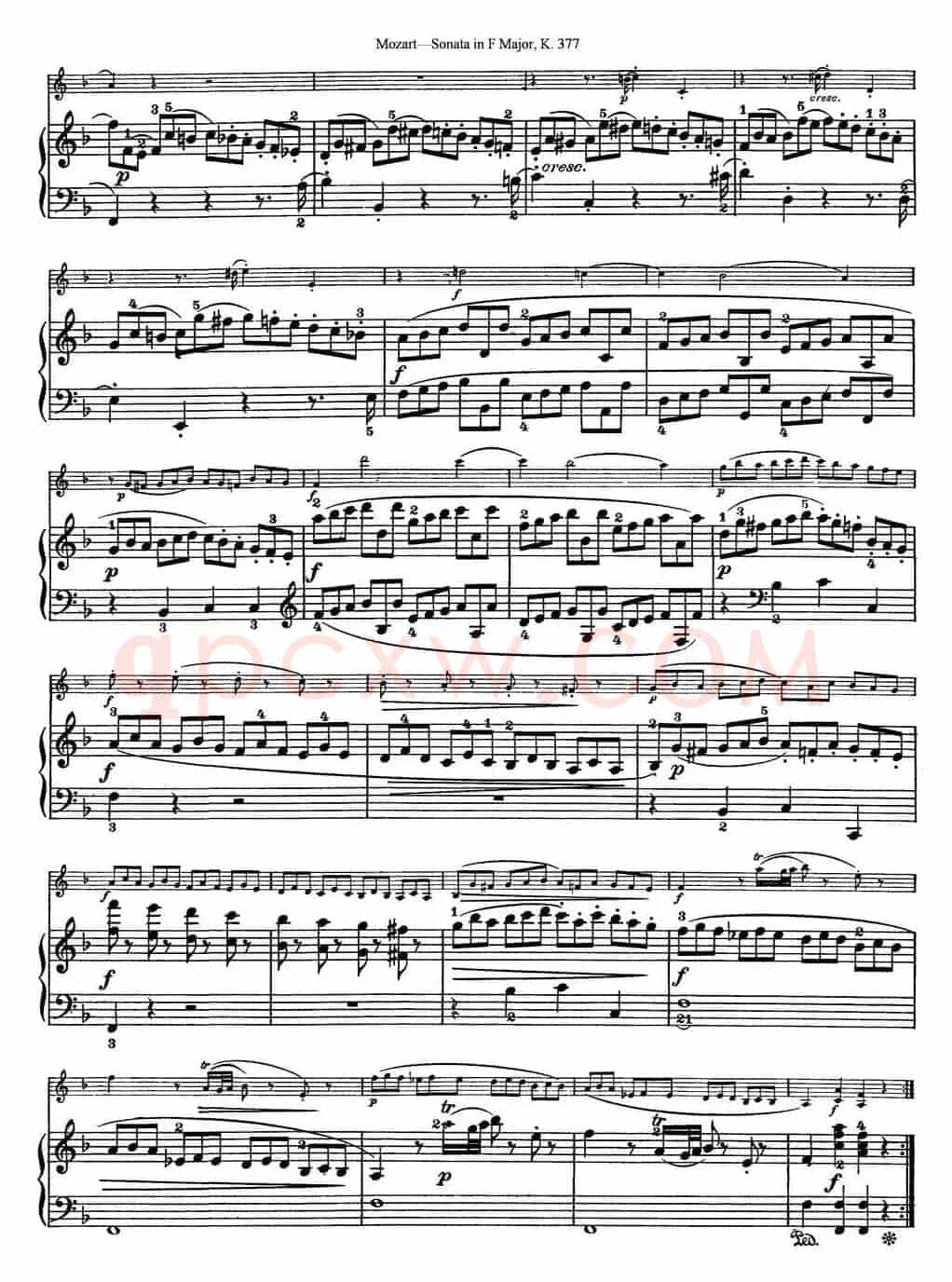 Violin Sonata in F Major K.377（小提琴+钢琴伴奏）