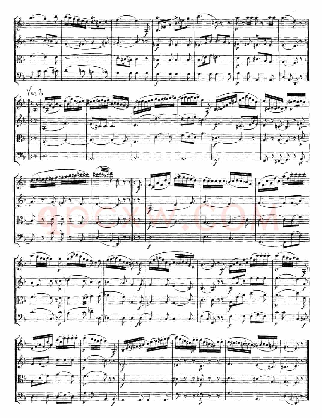 Mozart《Quartet No.15 in D Minor,K.421》（总谱）