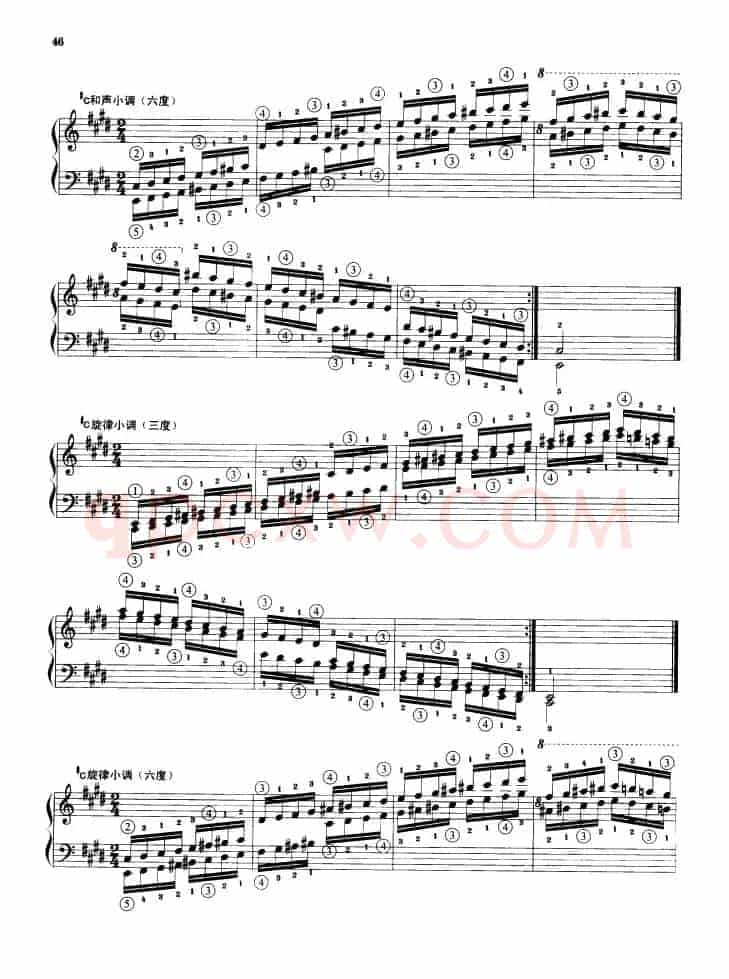 钢琴音阶练习：三度、六度同向四个八度