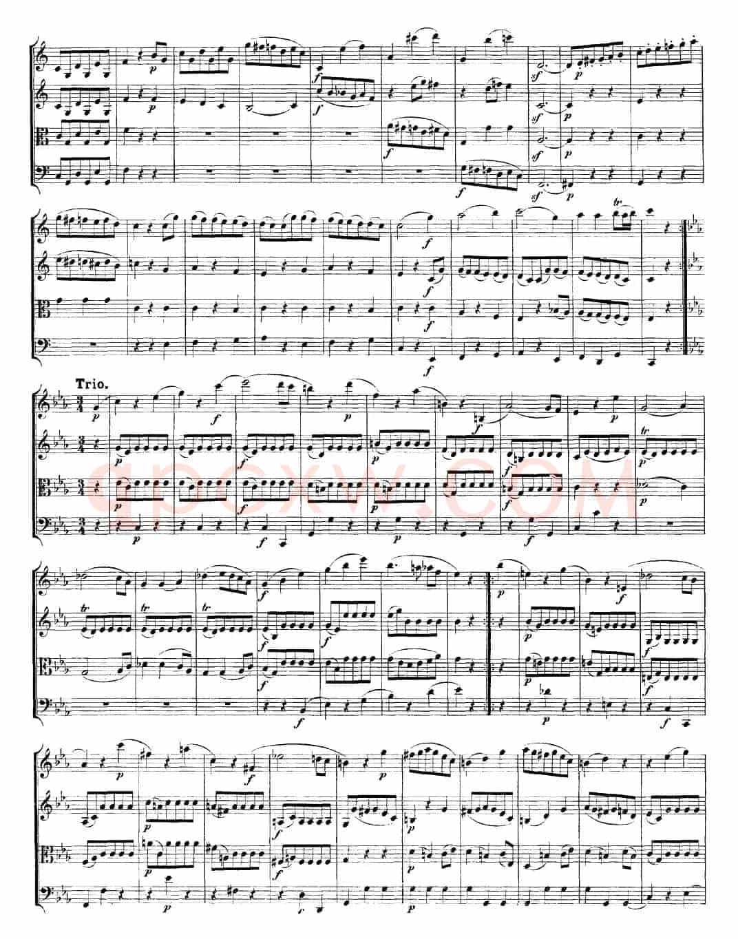 Mozart《Quartet No.19 in C Major,K.465》（总谱）