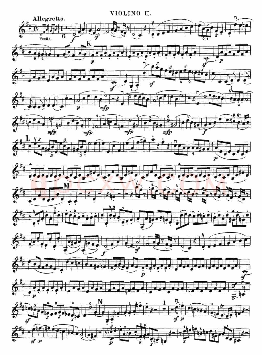 Mozart《Quartet No.21 in D Major,K.575》（Violin 2分谱）