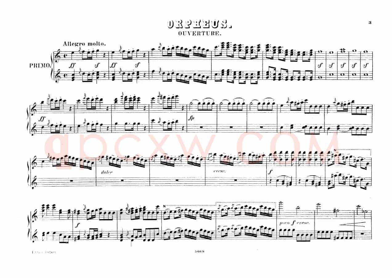 Overture（选自歌剧《奥菲欧与犹丽狄茜》）（四手联弹）