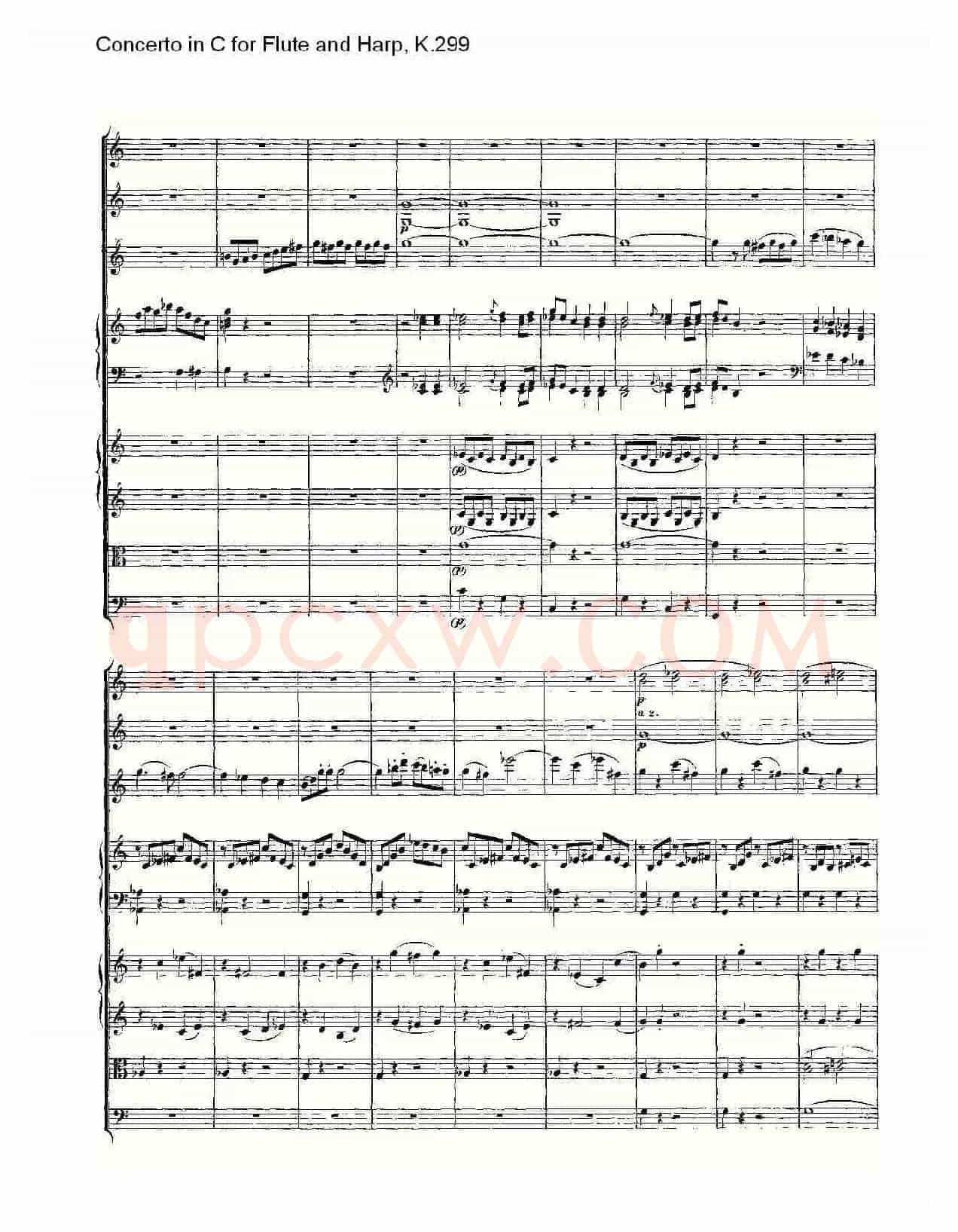 C调长笛与竖琴协奏曲, K.299（二）