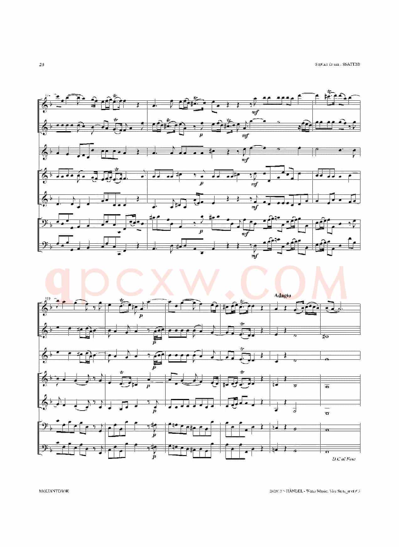 Water Music（HWV.348 No.1）（萨克斯合奏总谱）