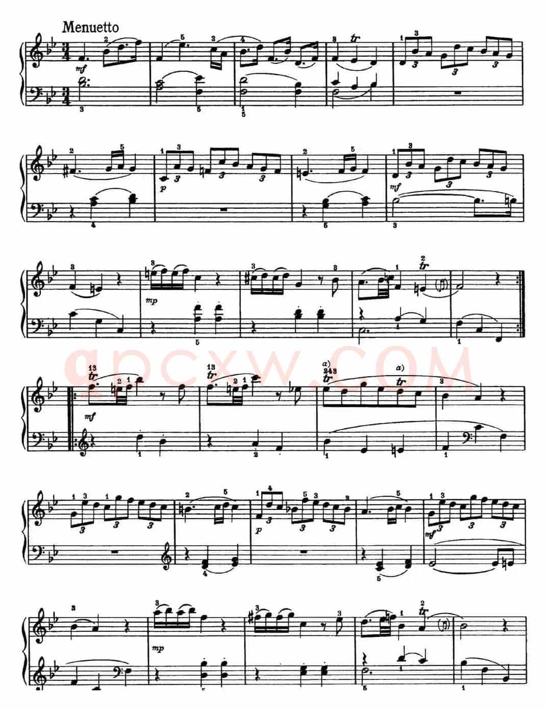 海顿 钢琴奏鸣曲 Hob XVI 2 Partita B-flat major