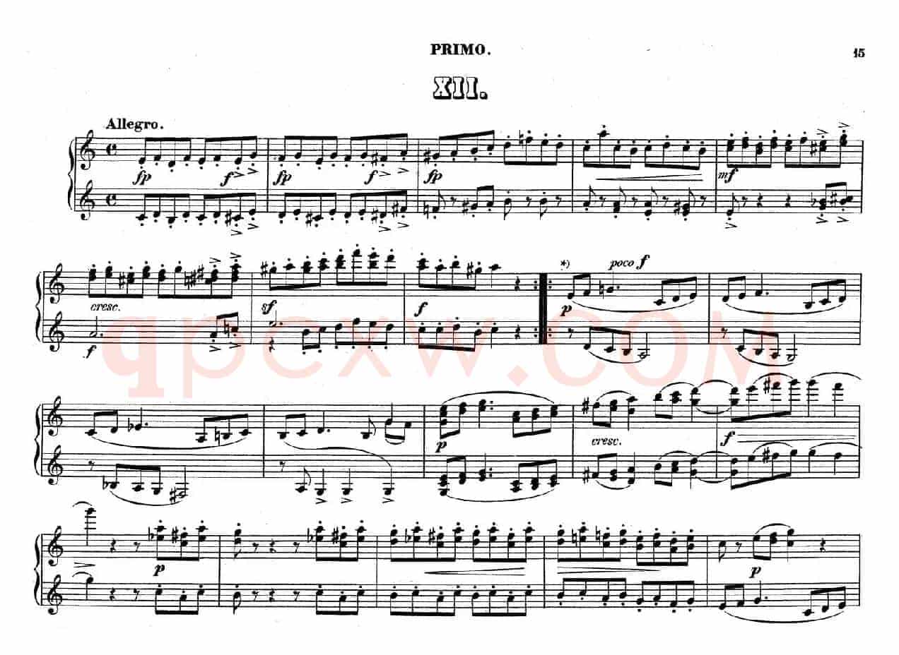 Zwolf Original-Compositionen fur Pianoforte zu 4 Handen Op.57(12首四手联弹小品·12)