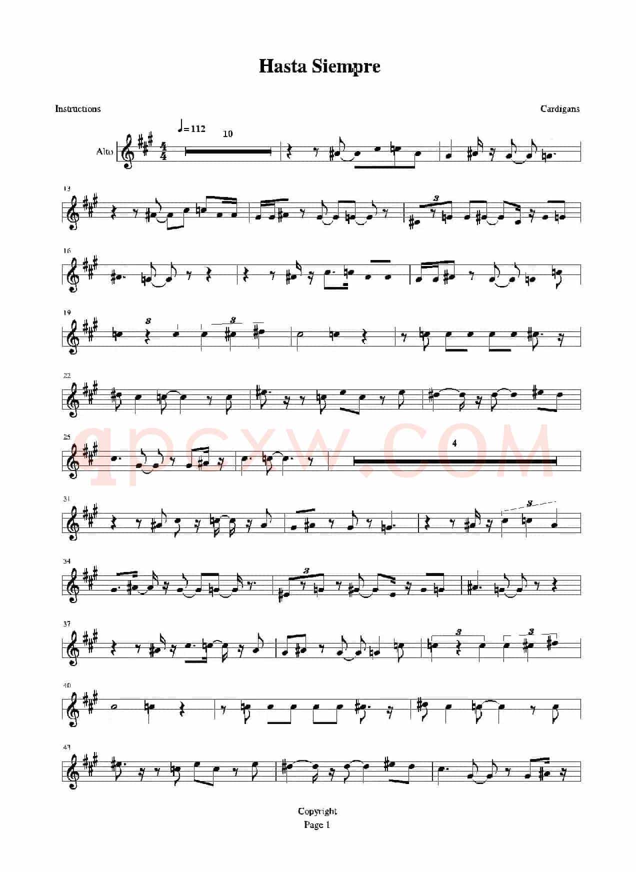 Hasta siempre（又名：Che Guevara（切·格瓦拉））（中音萨克斯）