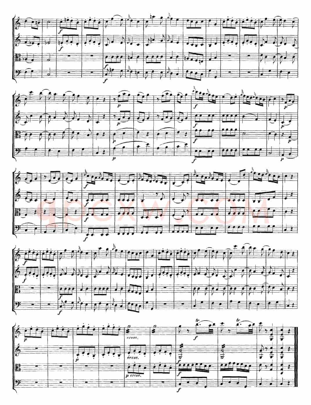 Mozart《Quartet No.4 in C Major,K.157》（总谱）