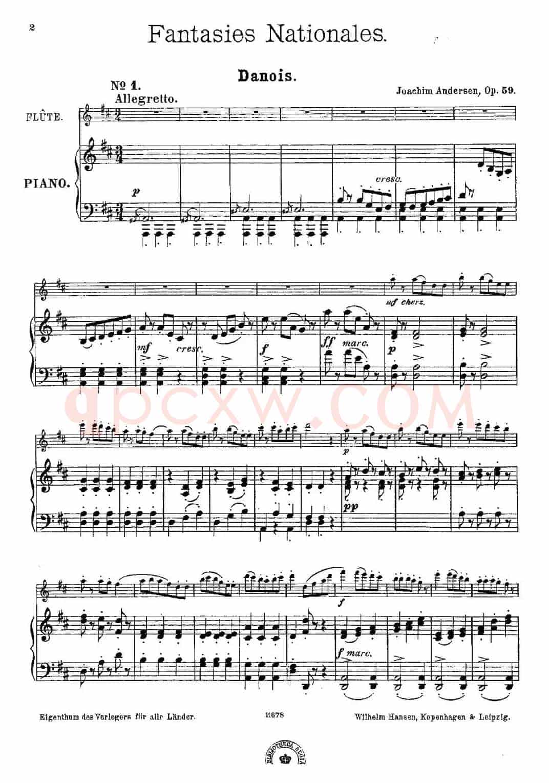 Fantaisies nationales. Danois. （Op.59 No.1）（长笛+钢琴伴奏）
