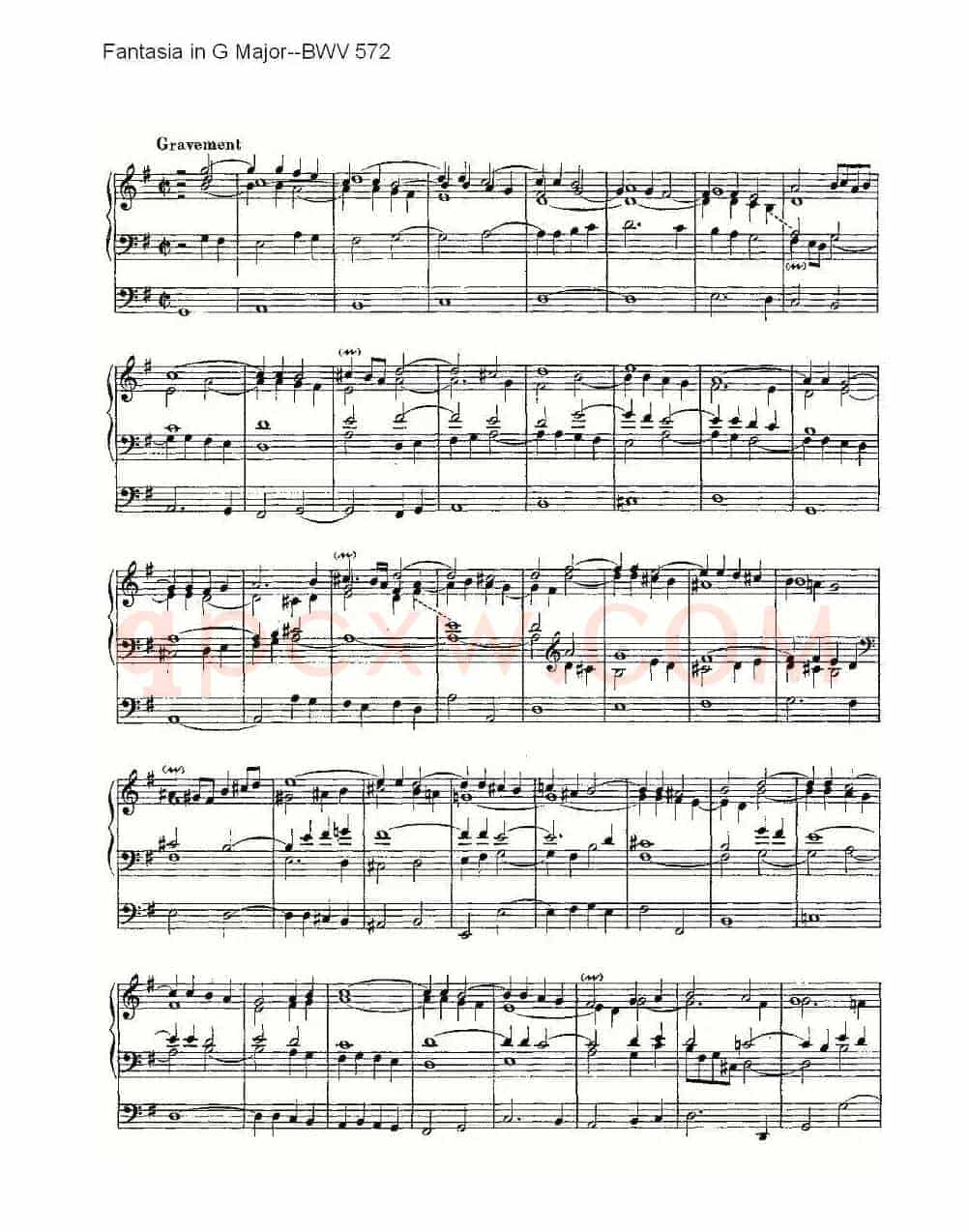 Fantasia in G Major--BWV 572 （管风琴谱）