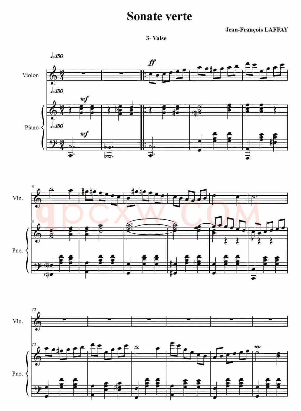 Sonate Verte（3-Valse、小提琴+钢琴伴奏）