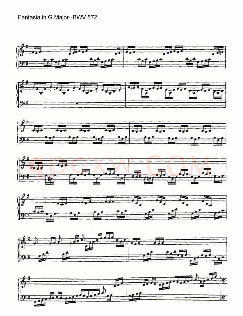 Fantasia in G Major--BWV 572（管风琴谱）