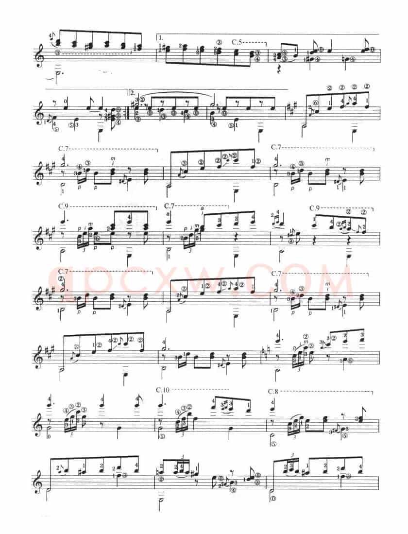 古典吉他考级九级外国乐曲B组（1、西班牙小夜曲）