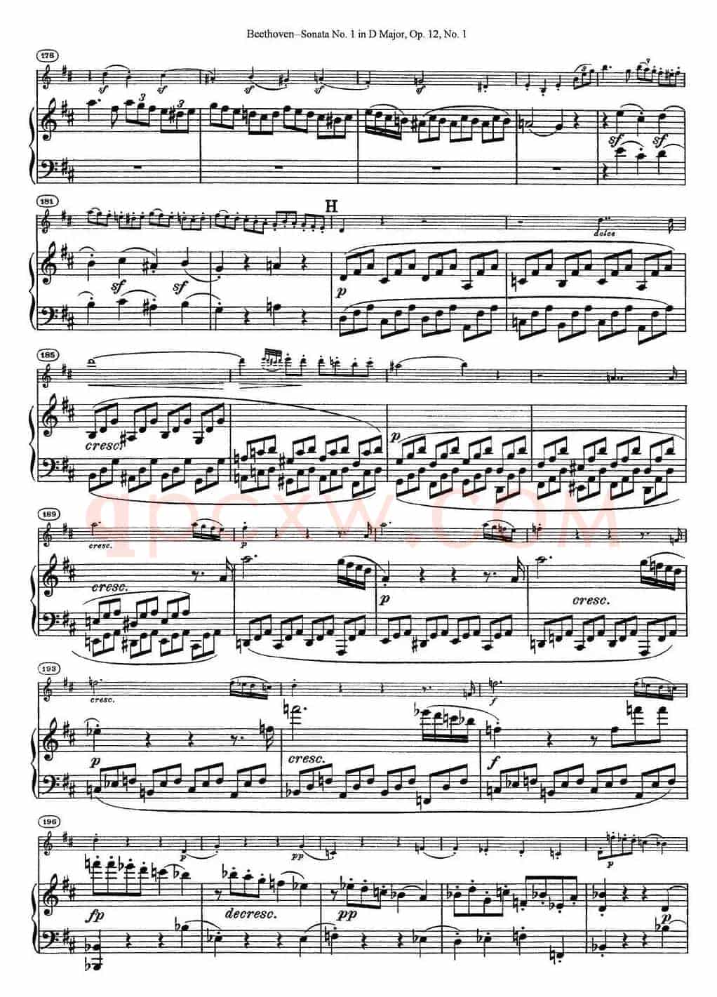 Violin Sonata No.1 in D Major Op.12 No.1（小提琴+钢琴伴奏）
