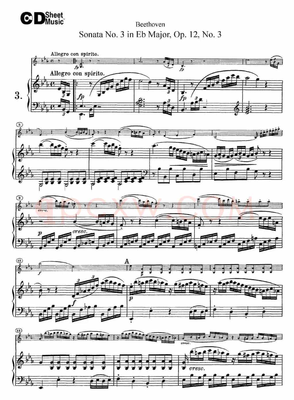 Violin Sonata No.3 in Eb Major Op.12 No.3（小提琴+钢琴伴奏）