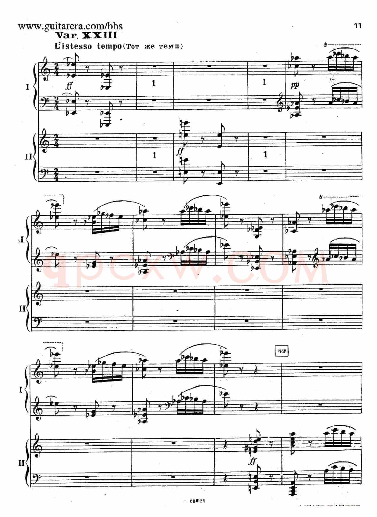 Rhapsody On A Theme Of Paganini Op.43(帕格尼尼主题狂想曲·双钢琴)(P61——87)