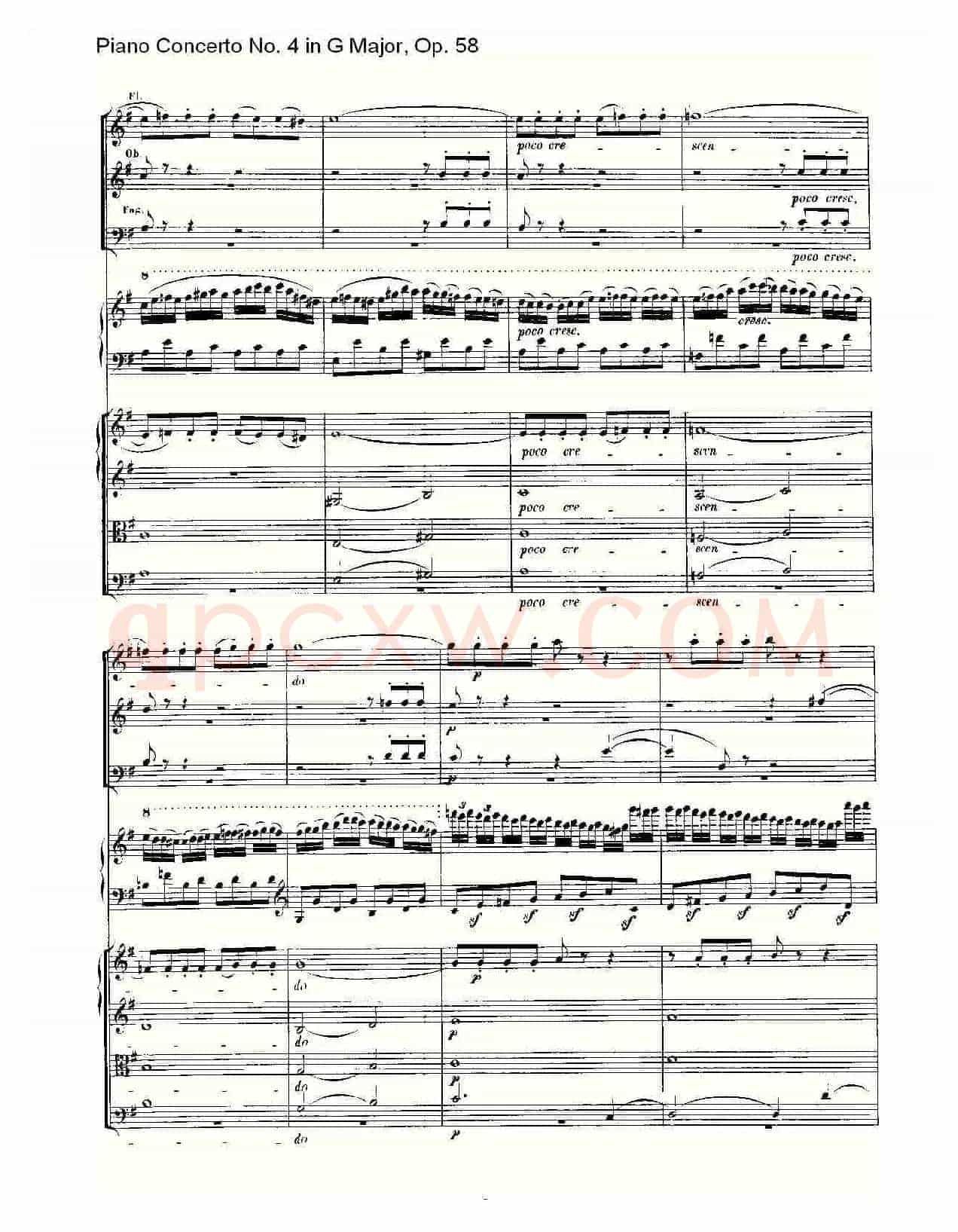 G大调钢琴第四协奏曲 Op.58 第一乐章(总谱)